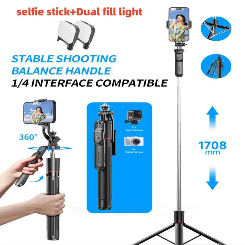 Selfie Stick Tripod with Fill Light