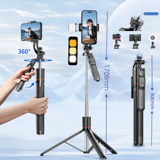 Selfie Stick Tripod with Fill Light